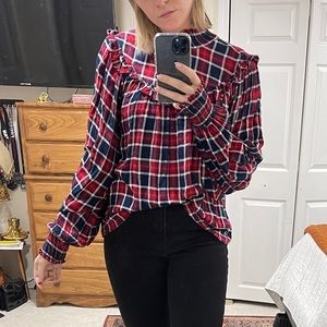 Charlie Ruffle Plaid Top